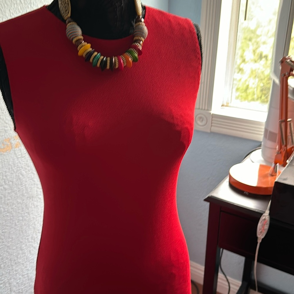 Midi long red dress. Never worn..